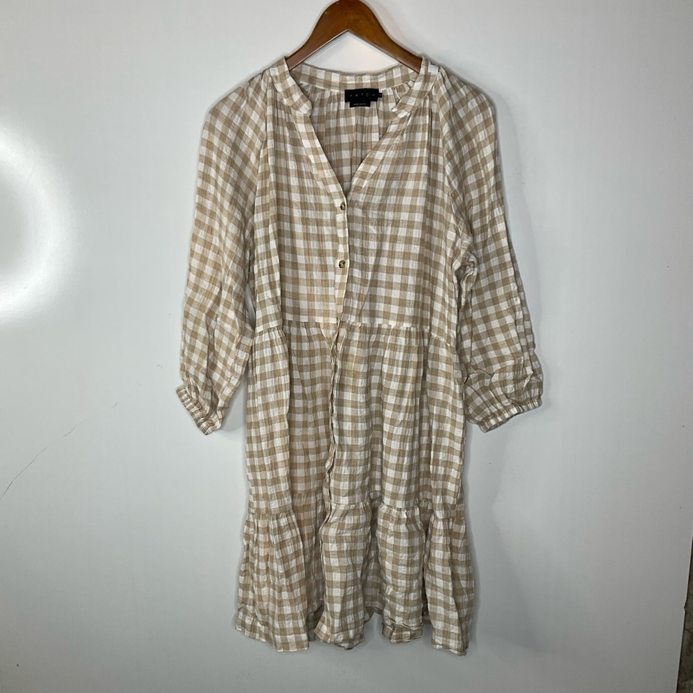 Hatch The Aurora Mini Dress Gingham Print Size 3/Large - Picture 4 of 13